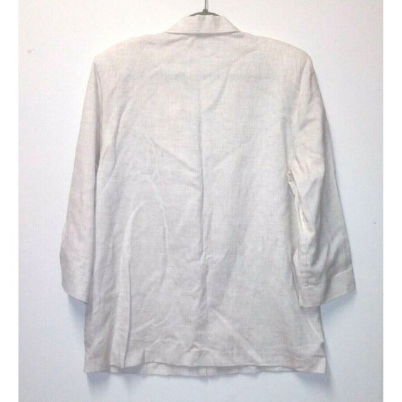 womens FLAX BLEND top Sz L beige RELAXED Lagenlook collared pockets Alice Stuart - Picture 2 of 8